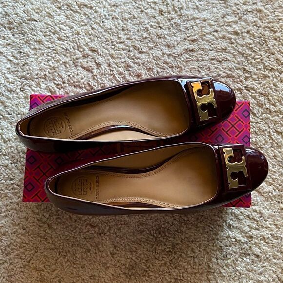 Tory Burch Gigi Burgundy Red Midi Heel Pump Size 7 - Picture 4 of 15